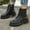 Black, variant on Women's Round Toe Boots for Women French Thick Heel Lace Up Side Zipper Winter Casual Comfortable Ankle Boots Black 42