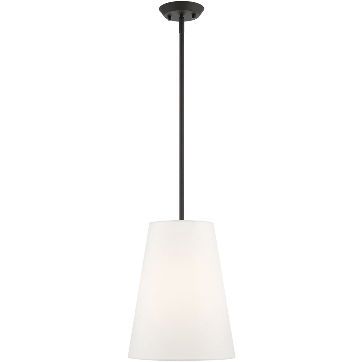 1 Light Black Shaded Chandelier with Hand Crafted Off White Fabric Hardback Shade