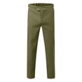 thumbnail image 4 of Men Business Work Pants Classic Casual Trousers Comfortable Flat Front Dress Stretch Green Pant, 4 of 5