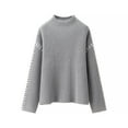 thumbnail image 4 of IROINNID Womens Solid Color Knitted Pullover Sweater Long Sleeve Casual Comfortable Lightweight Soft Fiber Fashion Top for Daily Wear Dating Party Work Home Vacation(Gray,M), 4 of 6