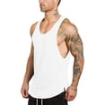 thumbnail image 4 of Men'S V-Neck Gym Bodybuilding Stringer Tank Top Workout Muscle Cut Shirt Fitness Sleeveless Vest Dri-Power Cotton Blend & Tanks, Moisture Wicking, Odor Protection clothingSize XL, 4 of 5