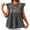 Grey, variant on Trendy Textured Top for Women Embroidery Detail Pleated Long Sleeve Loose Flowy Blouse with Decorative Button Trim for Vacation Party Hiking, Red, 2XL