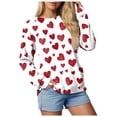 thumbnail image 4 of vigerkar Valentine Sweatshirt Women Oversized Hearts Long Sleeve Shirt Heart Sweatshirts Gift for Her (Wine, XL), 4 of 9