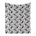 thumbnail image 1 of Floral Soft Flannel Fleece Blanket, Romantic Vintage Pattern with Cherry Flowers Japanese Botany Monochrome, Cozy Plush for Indoor and Outdoor Use, 70" x 90", Charcoal Grey and White, by Ambesonne, 1 of 6