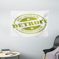 thumbnail image 1 of Detroit Decor Tapestry, Aged Grunge Detroit Michigan Stamp Design with Stars Tourism Travel, Wall Hanging for Bedroom Living Room Dorm Decor, 60W X 40L Inches, Olive Green White, by Ambesonne, 1 of 2