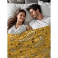 thumbnail image 6 of Queen Flat Sheet Only Retro Paisley Pattern on Yellow Soft Microfiber Cooling Bedding Sheets White Seamless Floral Art Flat Bed Sheet for Hotel,Home Decor, 6 of 6