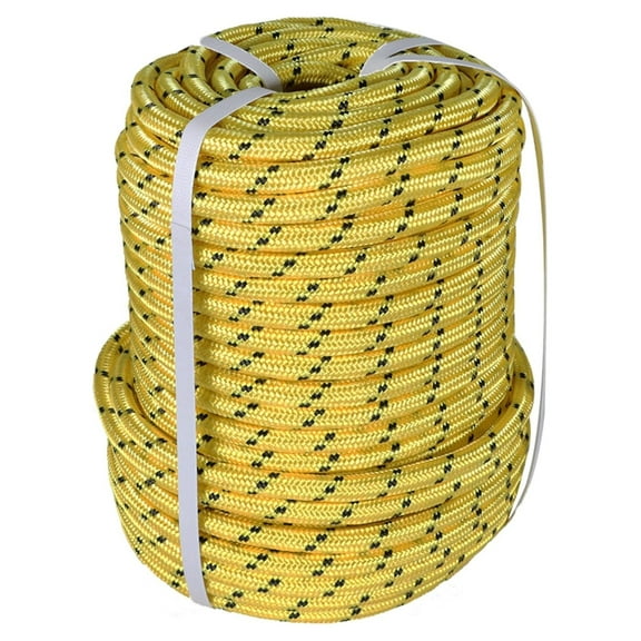1/2In x 150FT Arborist Bull Rope Double Braid Polyester Rigging Hoisting Line High Strength Tree Rope,Yellow & Black