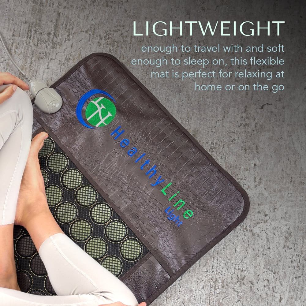 HealthyLine Far Infrared Heating Pad for Back, Neck, Shoulder & Muscle Pain Relief - Weighted Electric Mat with Jade & Tourmaline Stones, Grounding – Full Body Size 72 x 24 in