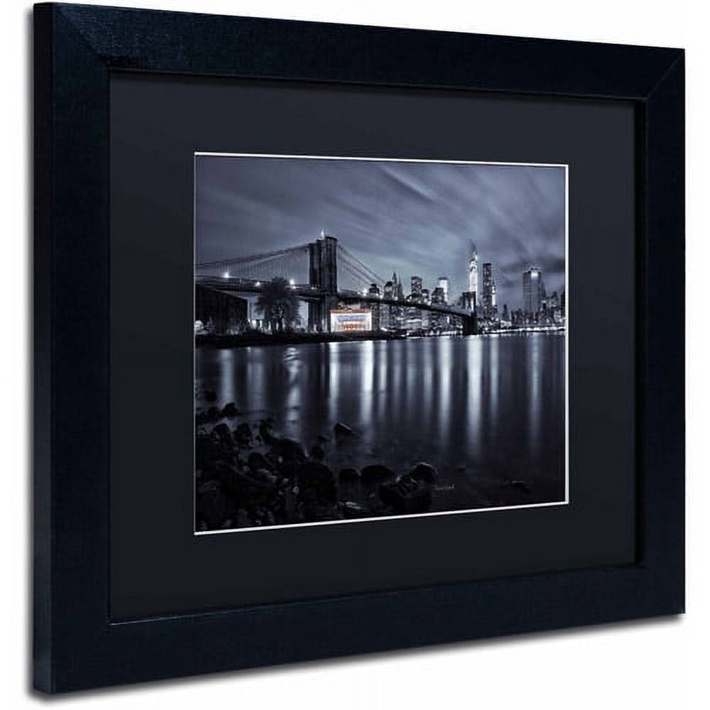 Trademark Fine Art "Jane's Carousel, Brooklyn Bridge" Canvas Art by David Ayash, Black Matte, Black Frame