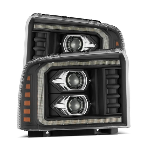 AlphaRex 05-07 Ford Super Duty/Excursion LUXX-Series LED Projector Headlights Black