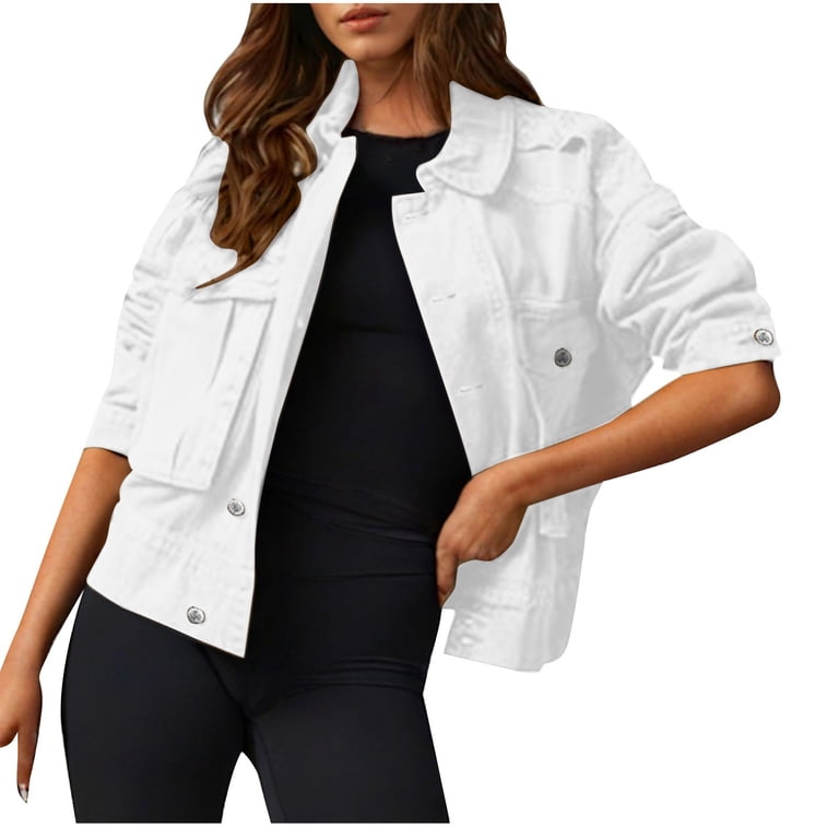 YUGYXL Women's Utility Cropped Button Front Field Jacket with