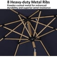 thumbnail image 4 of PURPLE LEAF 6' x 9' Patio Umbrella with Base Market Umbrella Rectangular Outdoor Umbrella with Push Button Tilt & Crank and 8 Ribs Aluminum Table Umbrella for Pool Backyard Beach, Taupe, 4 of 7