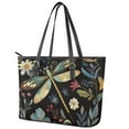 thumbnail image 3 of ZUXONGSY Dragonfly Floral Print Handbag for Women Fashion Satchel Handbags Practicality Top Handle Tote Bag with Zippered for Business Shopping, 3 of 6