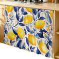 thumbnail image 2 of Yellow Lemon Cabinet Curtain 35"Wx35"L,Dustproof Under Sink Skirt with Self Adhesive Tape,Blue Leaf Vintage Botanical Summer Spring Cabinet Curtain Cover for Kitchen Sink,Bathroom Vanity,Laundry Room, 2 of 9