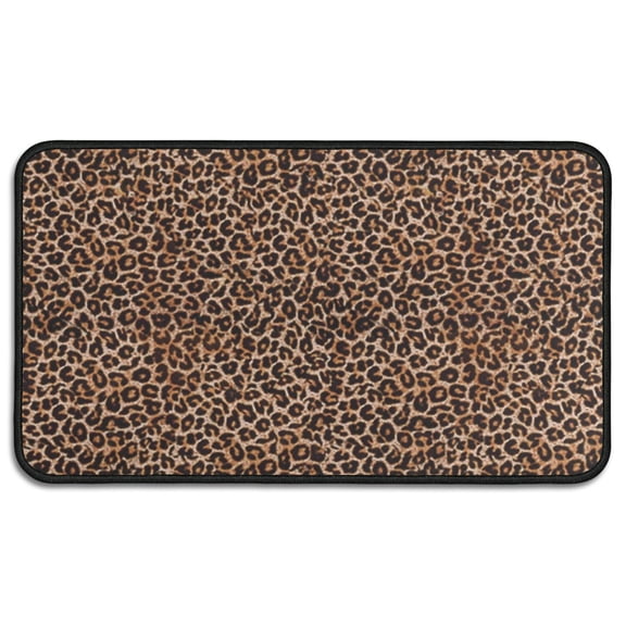 Brown and Black Leopard Print Door Rugs,Washable Non Slip Door Mats Indoor,Decorative Door Mats,Entry Mat Indoor for Entrance,Bedroom,Kitchen,Bathroom,30"x17"