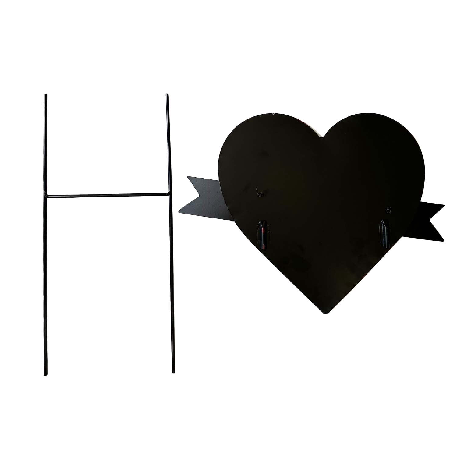 American Flag Heart Welcome Sign, Metal Garden Stake, Patriotic Yard Decor, 22.5" x 16