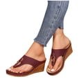 thumbnail image 4 of ShiShine Women's Hollow out Thong Wedge Slide Sandals Open Toe Slip On Beach Vacation Walking Shoes, 4 of 7