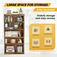 thumbnail image 6 of 69.9" Tall Bookcase, 5-Tier Bookshelf Wood Bookshelves for Home Living Room Office, Brown, 6 of 8