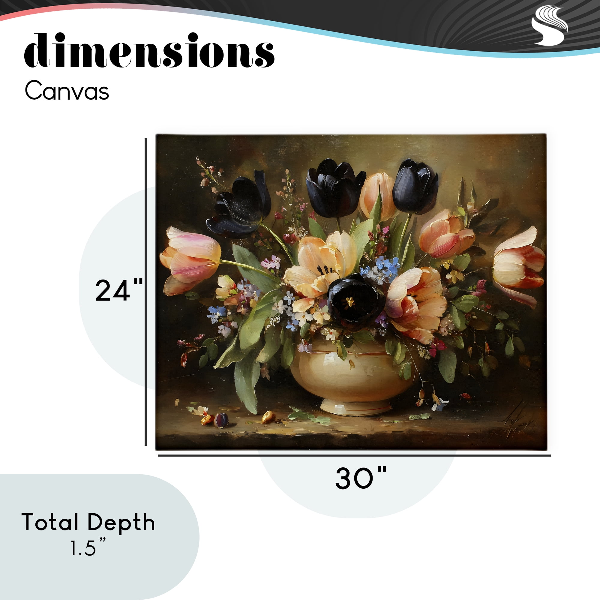 Stupell Industries Black Tulips & Peach Bouquet Canvas Wall Art, design by Franklyn Gregory