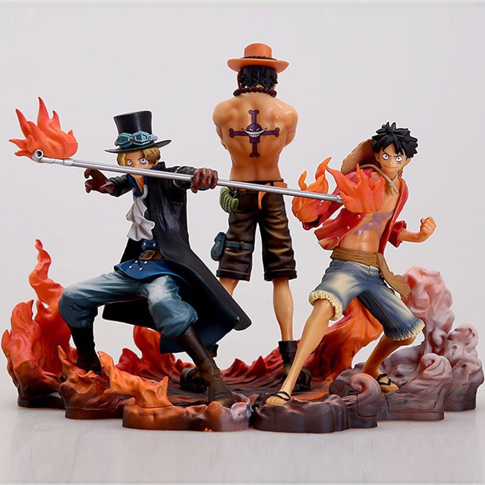 3PCS One Piece Anime Figure Monkey D Luffy Ace Sabo Three Brothers