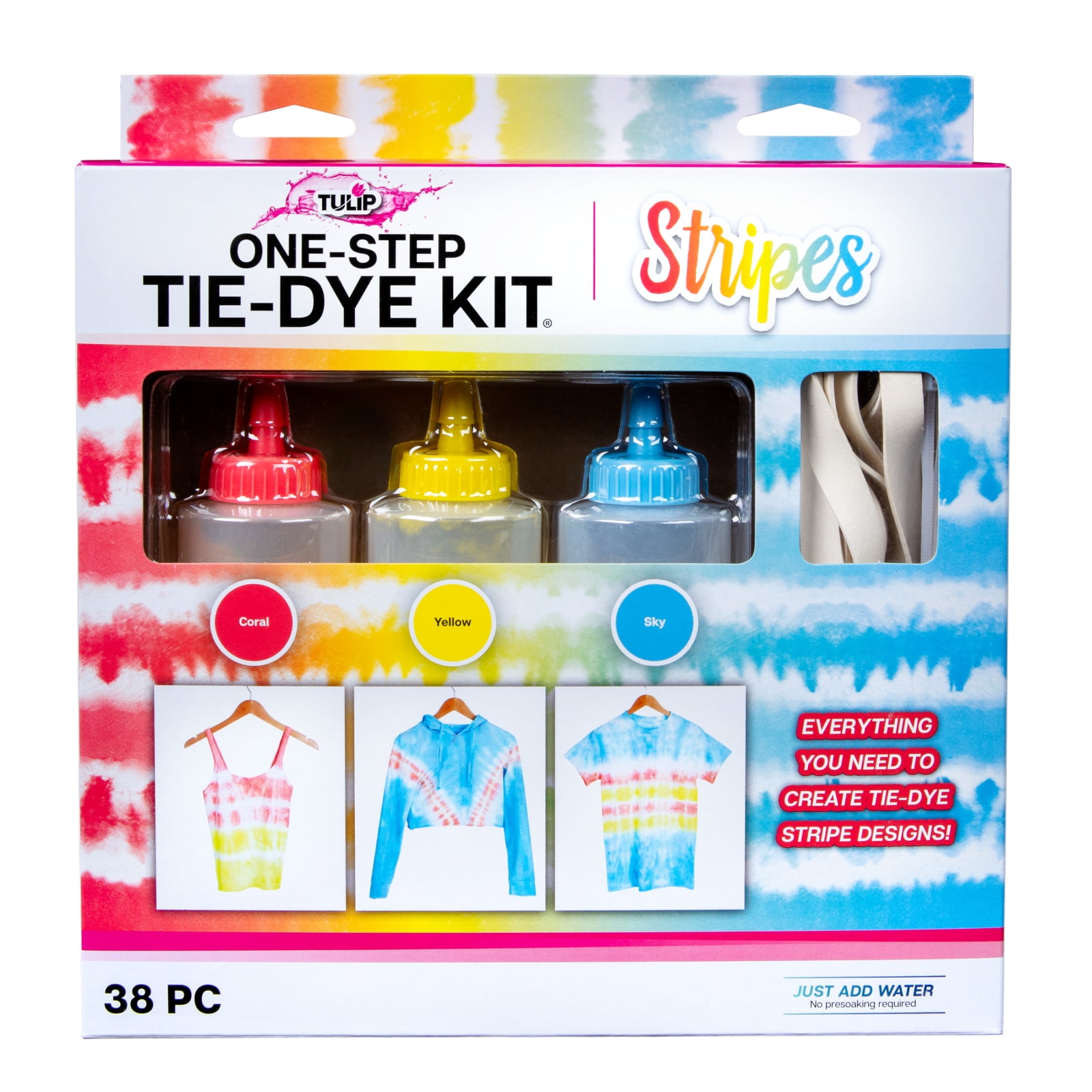Tulip One-Step Tie-Dye Kit Stripes, 3 Bright Colors
