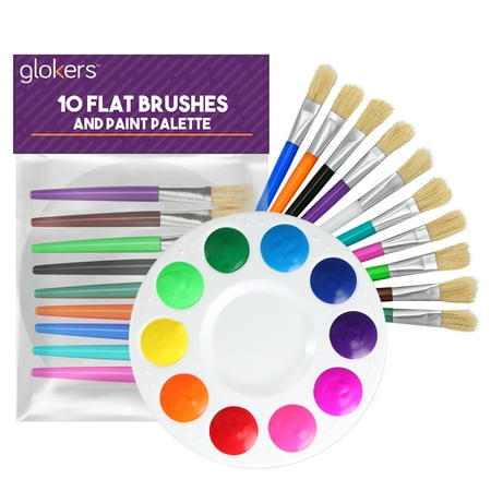 glokers 10-Piece Kid s Paint Brushes Set with Paint Palette - Set of 10 Flat Paintbrushes  Easy to Clean - Art Supplies Perfect for Home  School  and Daycare (10 Flat Brushes)