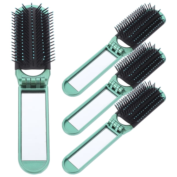 4 Uds cepillo de pelo plegable espejo peine plegable espejo cepillo de pelo portátil cepillo de pelo de viaje