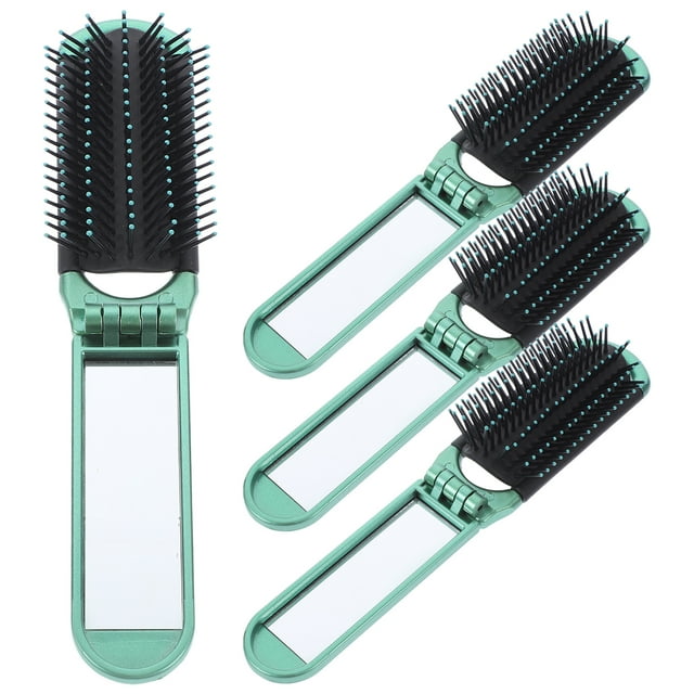 4 Uds cepillo de pelo plegable espejo peine plegable espejo cepillo de pelo portátil cepillo de pelo de viaje