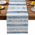 thumbnail image 2 of Burlap Table Runner 36 Inches Long, Abstract Blue Tribal Geometric Non-Slip Kitchen Table Runners for Dining Room Everyday Use Party Table Decorations Retro Traditional Ethnic Texture, 2 of 9