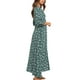thumbnail image 5 of Sunloudy - Vestido largo de manga 3/4 para mujer, con botones y estampado floral, con cuello en V, informal, de cintura alta, estilo bohemio Sunloudy  S M L XL, 5 of 8