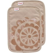 T-fal Premium Terry-Looped Pot Holders & Heating Pads (2-Pack), 6.75" x 9", Heat Resistant, 100% Cotton with Non-Slip Silicone Print for Kitchen and Barbeque, Sand
