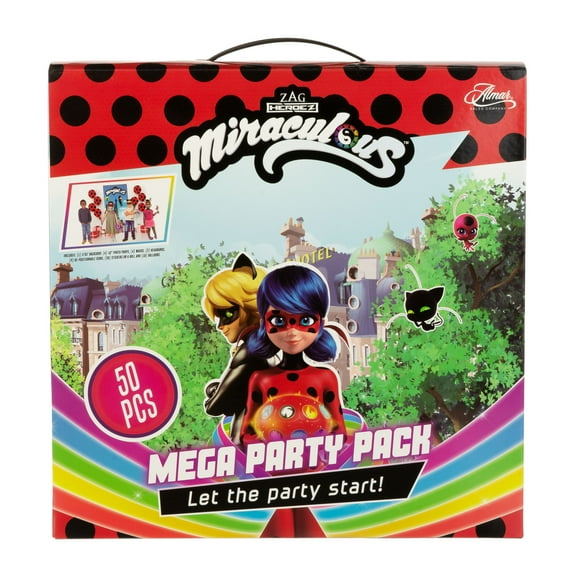 Miraculous Ladybug Surprise Box 13-Piece Party Favors with goodies, Multicolor, 50 Count