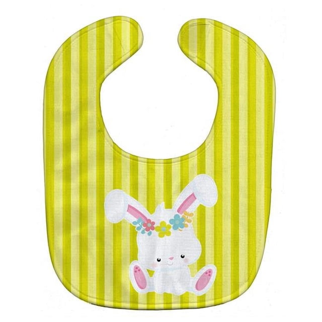Carolines Treasures BB7093BIB Easter White Rabbit With Flowers Baby Bib