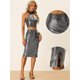 thumbnail image 2 of Falda con Lentejuelas Brillantes para Mujer Falda para Fiesta con Abertura Lateral  Plata L, 2 of 6