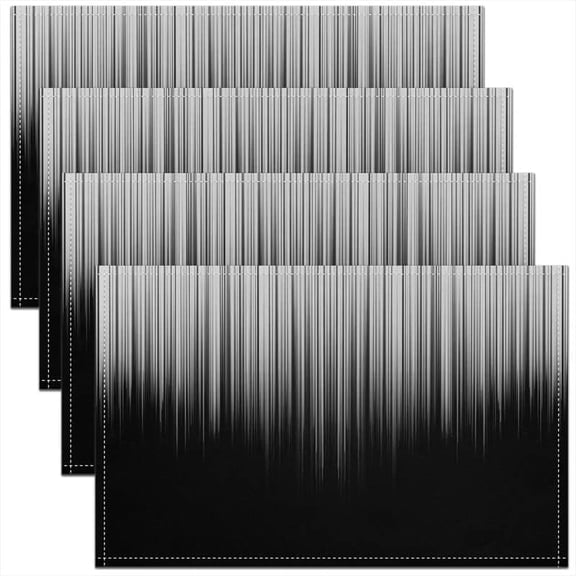 Geometric Abstract Ombre Placemats Set of 4, Grey Black Striped Placemats for Dining Table, Modern Abstract Art Washable Fabric Decoration Table Mats Placemat 18"x12"