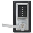 thumbnail image 1 of Kaba Simplex LP1000 Series Metal Mechanical Pushbutton Exit Trim Lock with Lever, Combination Entry and Key Override, R/C Medeco/ASSA/Yale/Abloy (5 or 6 Pin Length), Core Not Included, Satin Chrome Finish, Left Hand, 1 of 3