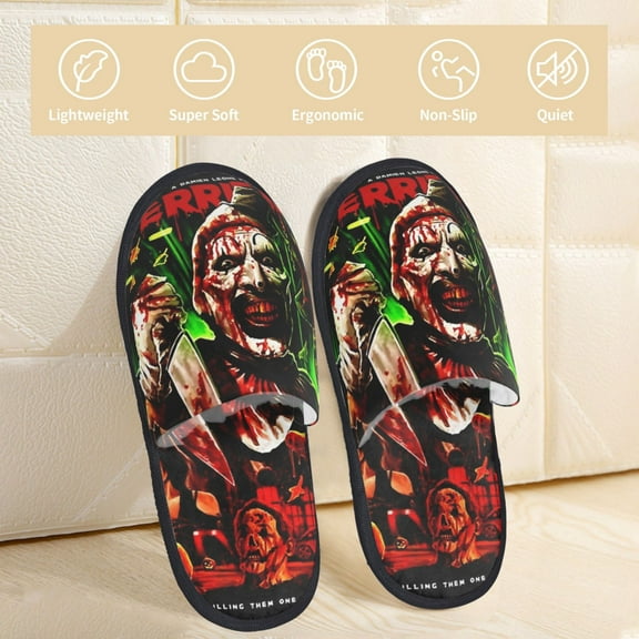 Terrifier Slippers Bedroom Shoes Indoor Furry Warm Stylish Pattern Home Slippers For Women Men Medium