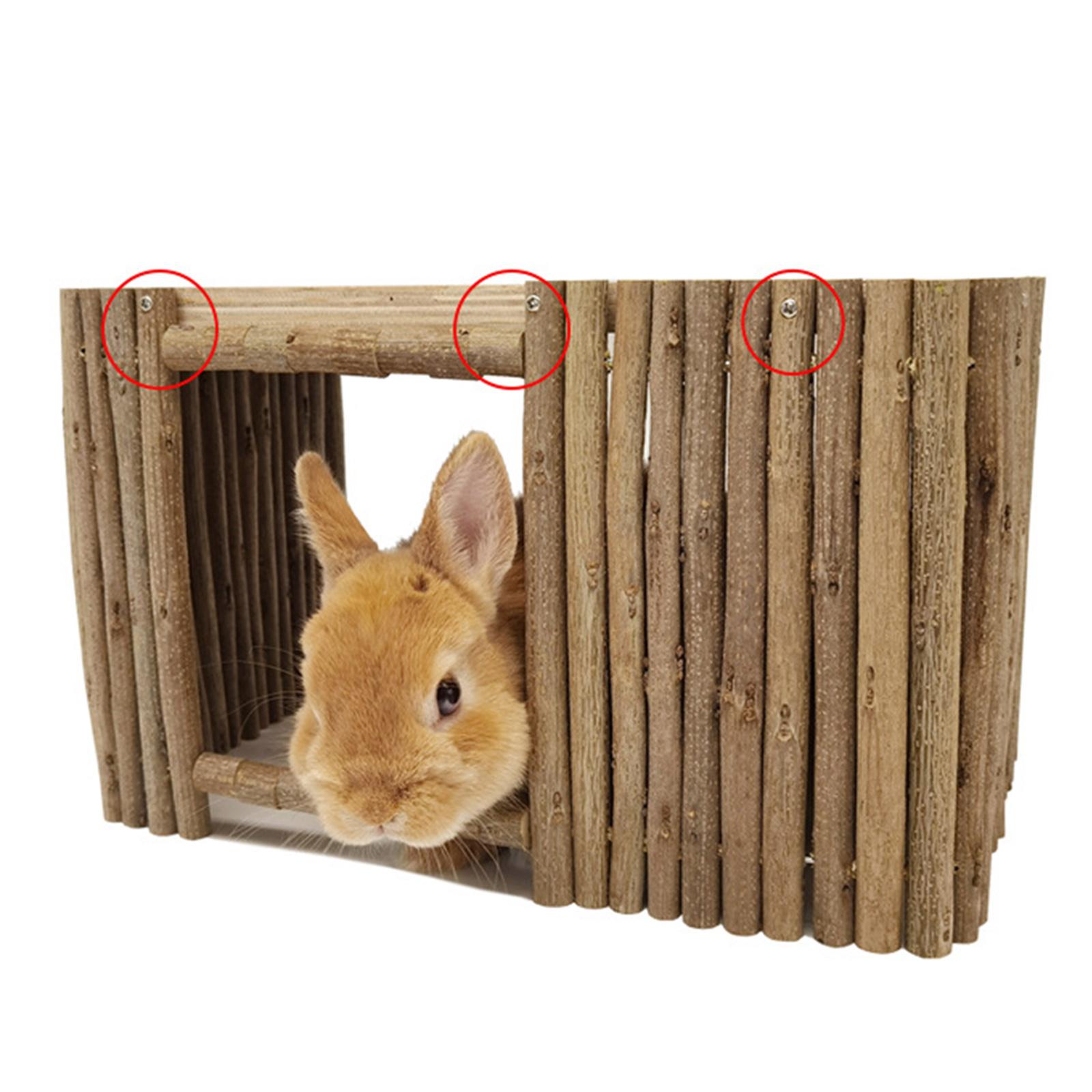 Bvdfgk Smalll Animals Hideout House, Wooden Bunny Hideout House for Indoor Rabbit, Play 31.5cmx20.5cmx19cm