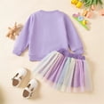 thumbnail image 4 of Huowey Easter Girls Outfits Tracksuit Long Sleeve Relaxed Crewneck Bunny Embroidered Pullover Sweatsuit Top Rainbow Skirt Two Piece Stes Holiday Party Spring Summer Dailywear,Purple,6-12 Months, 4 of 5