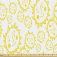 thumbnail image 1 of Sun Sofa Upholstery Fabric by the Yard, Cheerful Sun Characters with Smiling Faces Repeating Cartoon Themed Pattern, Decorative Fabric for DIY & Home Accents, 2 Yards, Yellow and White by Ambesonne, 1 of 4