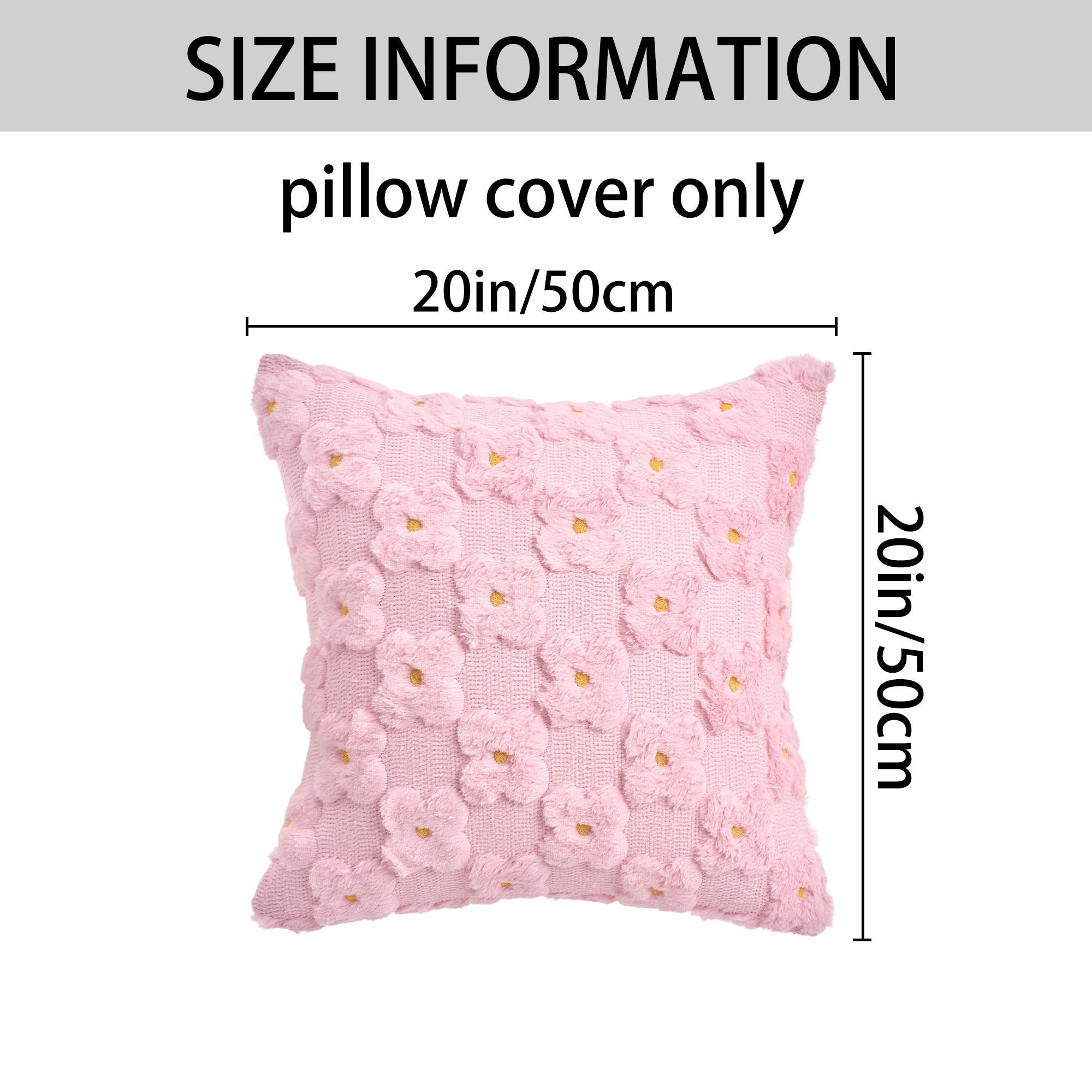 Unique Bargains Cute Daisy Embroidery Pillow Covers Pack of 2 Pink 20" x 20"