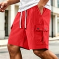 thumbnail image 2 of vdgthytj Cargo Shorts for Men Elastic Waist Drawstring Loose Fitted Summer Hiking Travel Beach Shorts with Pockets, 2 of 6