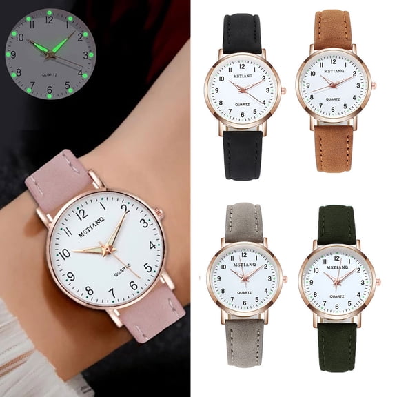 Resicozy Round Watches for Women Quartz Watch Casual Lightweight Wrist Watches Easy Reader Watch with Leather Strap Black