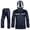 Black, variant on Unisex Solid Color Hooded Long Sleeve Raincoat Set Outdoor Rainforest Reflective Stripe Rain Gear Separated Suit L