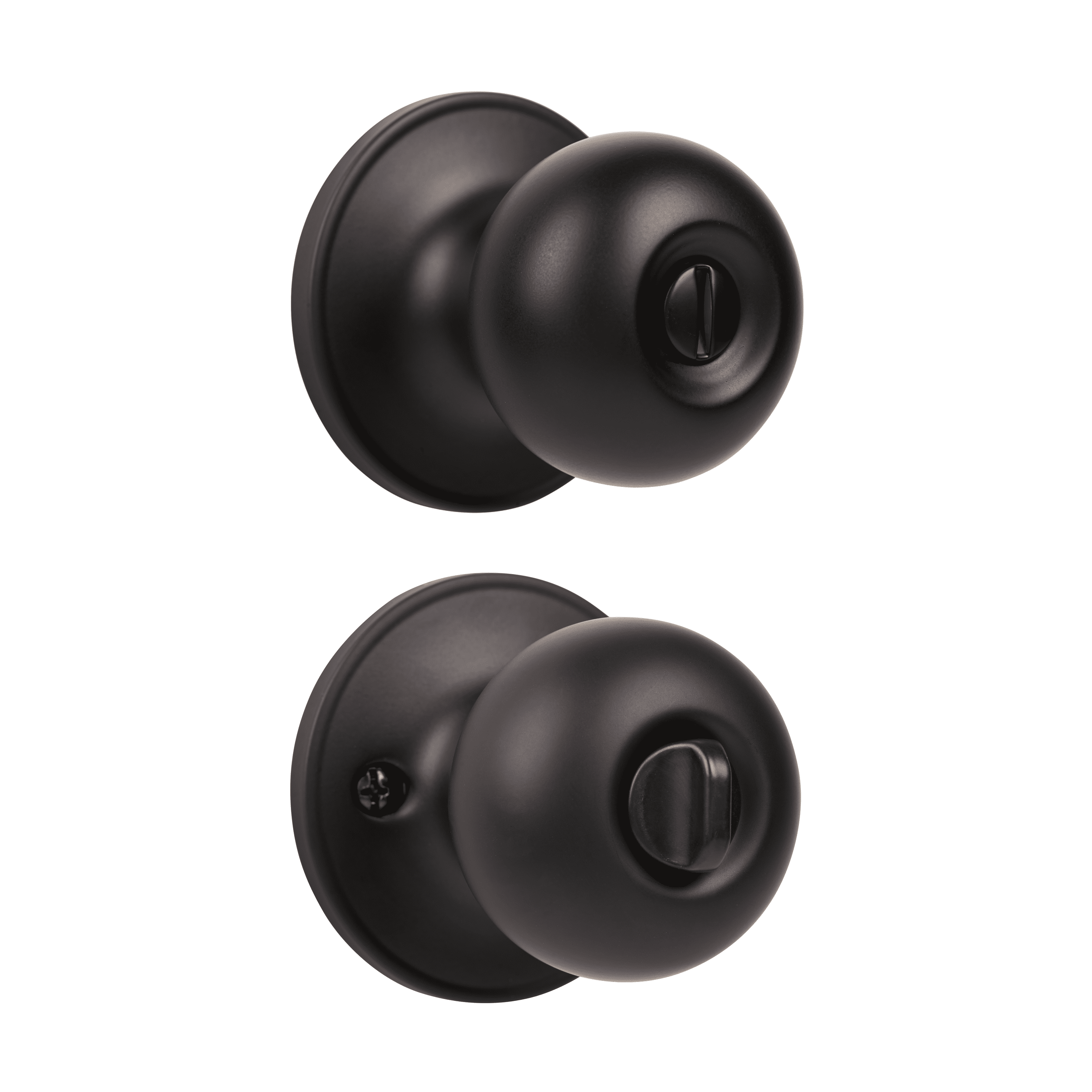 Brinks Interior Locking Privacy Doorknob, Round, Matte Black Finish