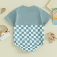 thumbnail image 3 of Bagilaanoe Newborn Baby Boy Rompers Checkerboard Print Short Sleeve Bodysuit 3M 6M 12M 18M Infant Summer One Piece Jumpsuit, 3 of 7