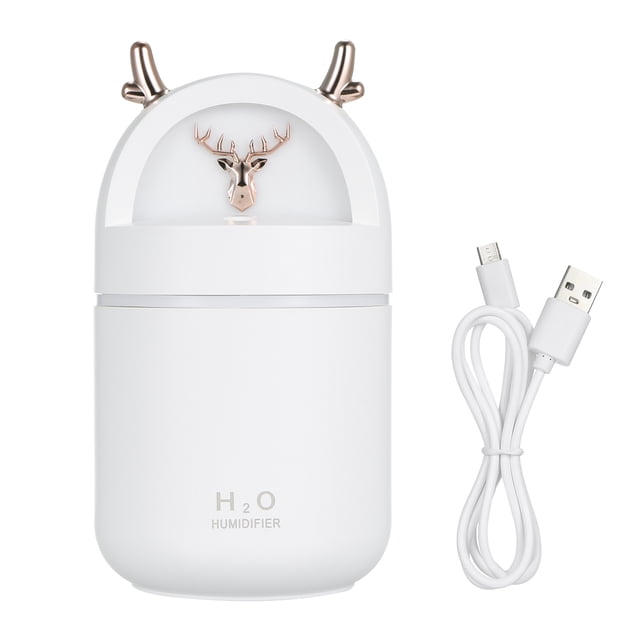 D C5V 2W 280ml U-ltrasonic Humidificador de aire acústico Difusor de aroma Mist Maker Modos de traba Abanopi Blanco/tipo 1