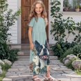 thumbnail image 3 of Uourmeti Girls Dress with French Bulldog Flower Print Short Sleeve Round Neck Casual Maxi Dresses with Pockets Summer Long Sundress for Kids, Size 7-8 Years, 3 of 7