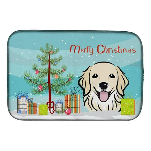 Carolines Treasures BB1577DDM Christmas Tree & Golden Retriever Dish Drying Mat