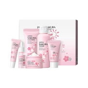 Crazyview Sakura Skin Care Set, Japan Sakura Face Care Set of 6, Containing Deep Cleansing Facial Cleanser+Hydrating Facial Cream +Skin Refining Facial Serum+Firming Eye Cream, Smoothing Fine Lines